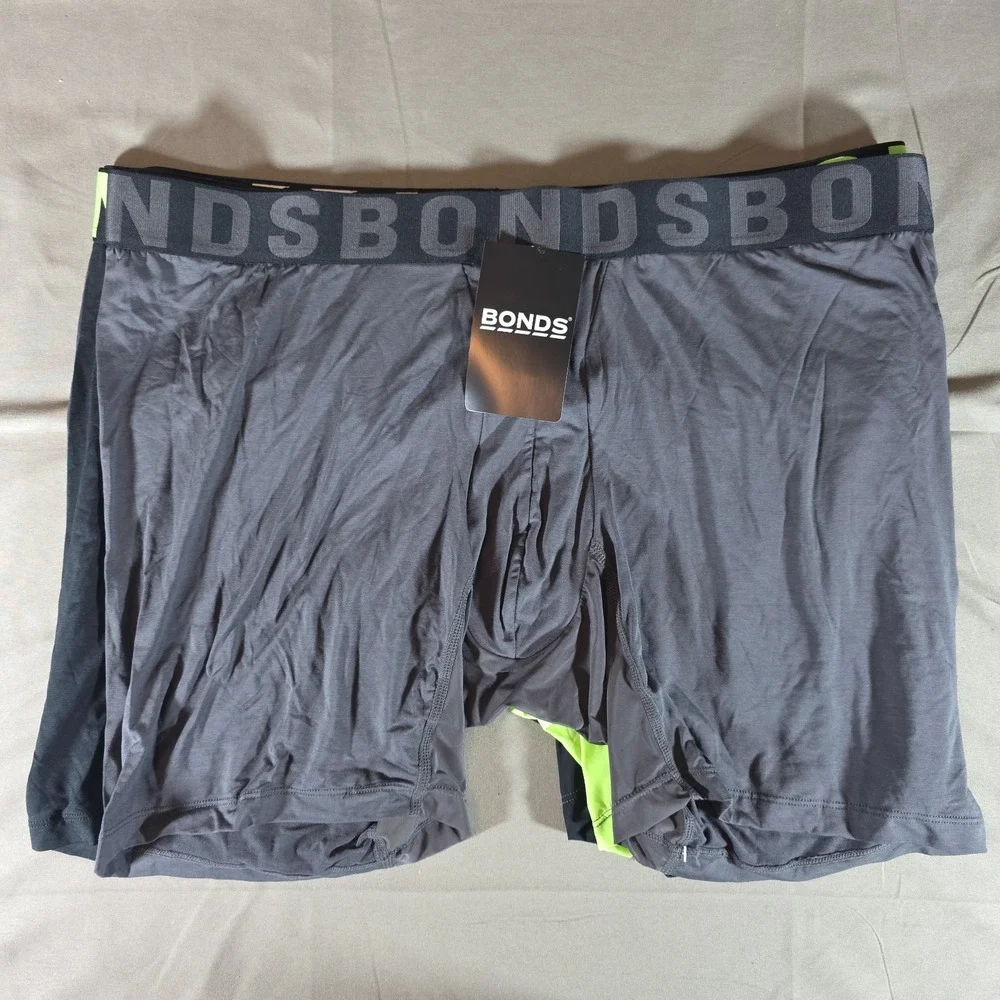 Bonds Underwear Anti-Chafing Boxer 3XL 3 Pack La Femme Nikita/Black & Green